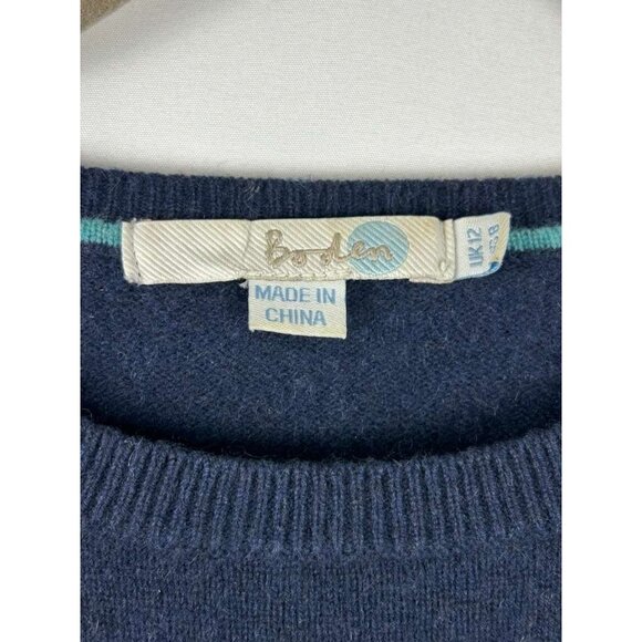 Boden Sweater Women's Size 8 Navy Blue 100% Cashmere Crew Neck - Picture 10 of 12